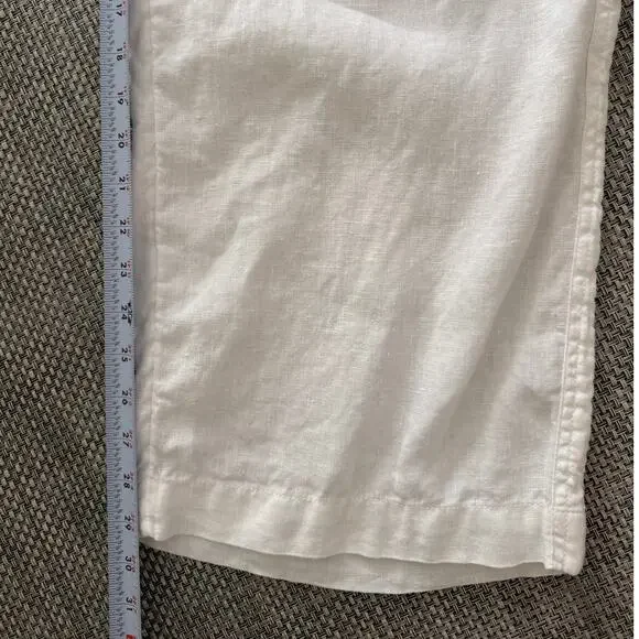 ATHLETA Cabo 100% Linen Wide Leg Elastic Waist Pockets Pant White Calla Lily 14 - Picture 7 of 7